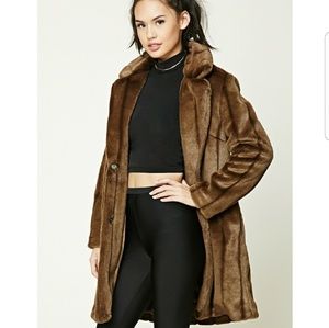 Brown faux fur coat